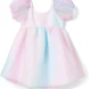 Janie and Jack Little Mermaid Organza Puff Sleeve Dress (Toddler/Little Kids/Big Kids) | Dresses