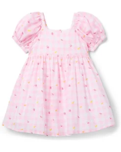 Janie and Jack Girls Pink Gingham Dress (Toddler/Little Kid/Big Kid) | Dresses