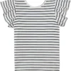Janie and Jack Navy Stripe Ruffle Top (Toddler/Little Kid/Big Kid) | Shirts & Tops