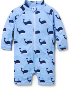Janie and Jack Whale Rashguard One-Piece Swim (Infant) | Swimwear