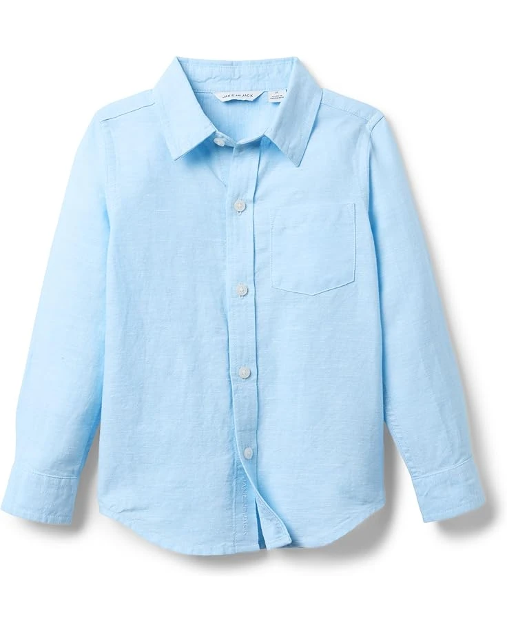 Janie and Jack Linen Roll-Up Shirt (Toddler/Little Kid/Big Kid) | Shirts & Tops 1 Janie and Jack Linen Roll-Up Shirt (Toddler/Little Kid/Big Kid) | Shirts & Tops