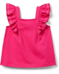 Janie and Jack Girls Pink Ricrac Top (Toddler/Little Kid/Big Kid) | Shirts & Tops