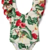 Janie and Jack Girls Bold Floral Onepiece Swim (Toddler/Little Kid/Big Kid) | Swimwear
