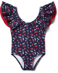 Janie and Jack Cherry Print One-Piece Swimsuit (Toddler/Little Kid/Big Kid) | Baby One Pieces