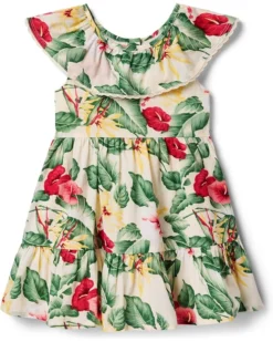Janie and Jack Girls Floral Gauze Dress (Toddler/Little Kid/Big Kid) | Dresses