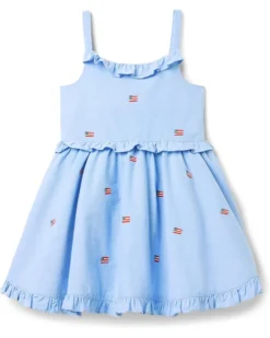 Janie and Jack Girls Embroidered Flag Dress (Toddler/Little Kid/Big Kid) | Dresses
