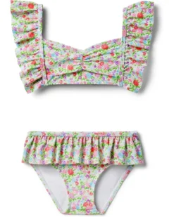 Janie and Jack Ditsy Floral Ruffle Two Piece Swim (Toddler/Little Kid/Big Kid) | Swimwear