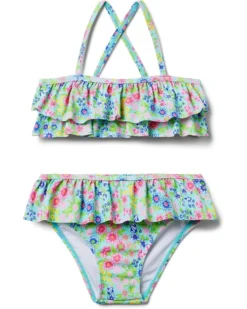 Janie and Jack Flower Print Two Piece Swimsuit (Toddler/Little Kids/Big Kids) | Swimwear