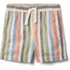 Janie and Jack Boys Pull on Linen Stripe Short (Toddler/Little Kid/Big Kid) | Shorts